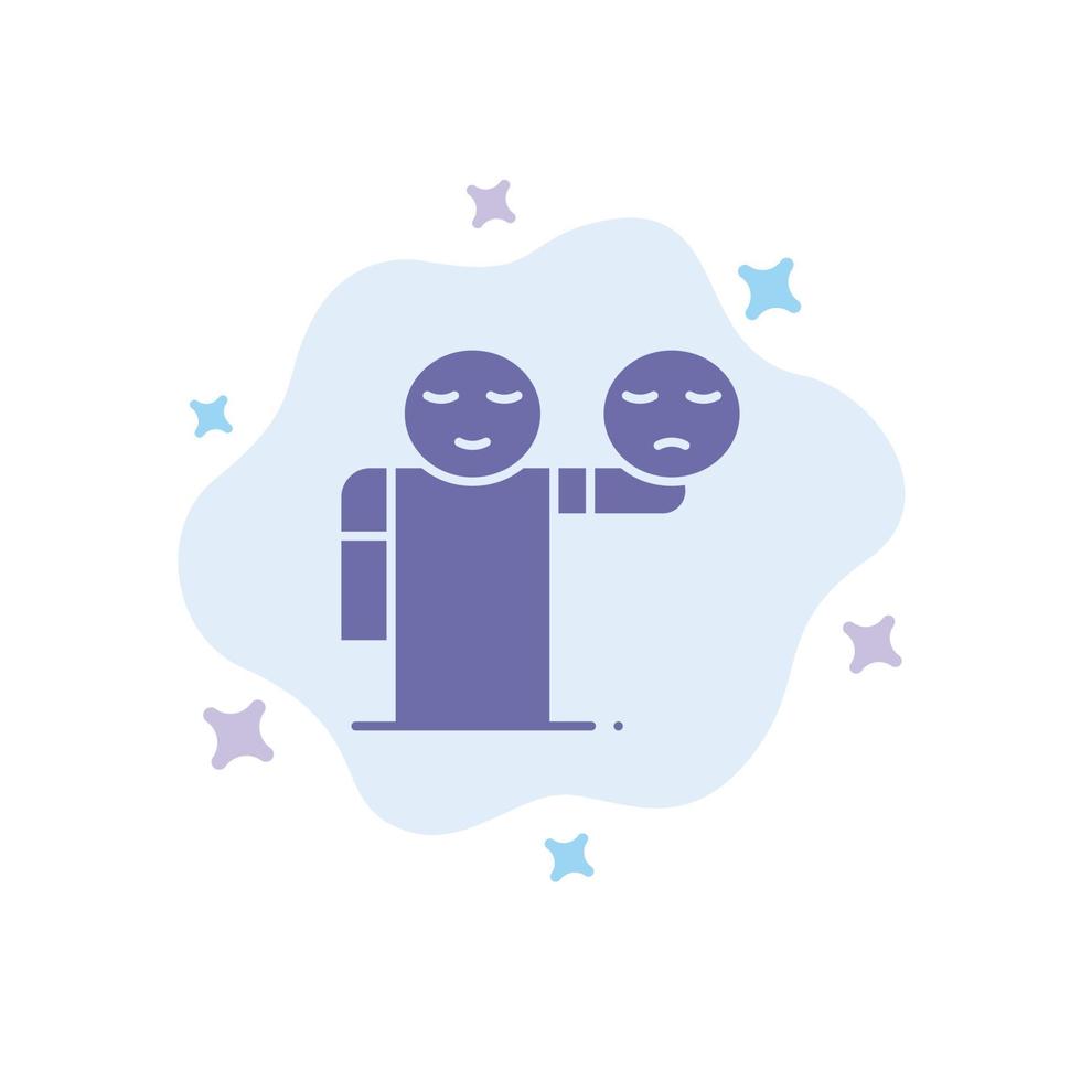 Man Hand Emojis Healthcare Blue Icon on Abstract Cloud Background vector