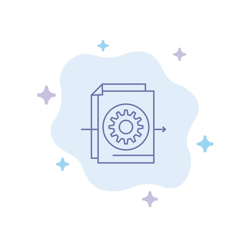 Document File Gear Settings Blue Icon on Abstract Cloud Background vector