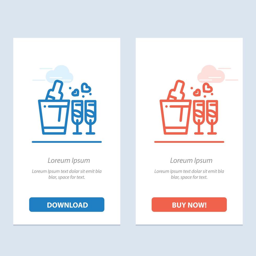Bottle Glass Love Wedding  Blue and Red Download and Buy Now web Widget Card Template vector