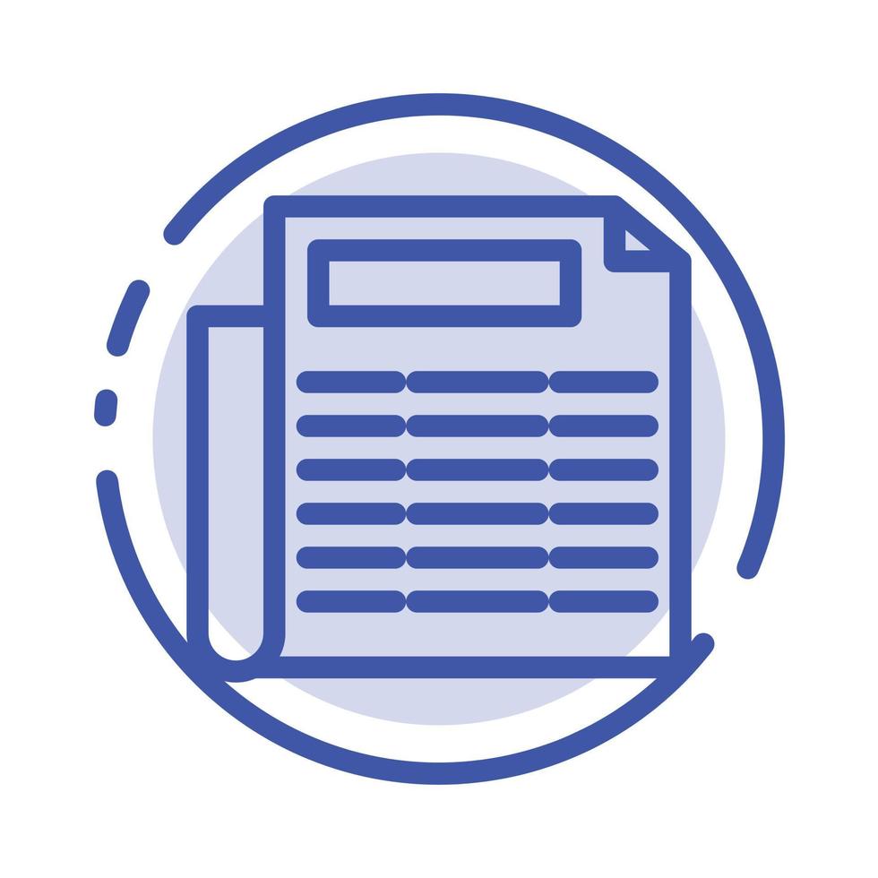 News Paper Document Blue Dotted Line Line Icon vector