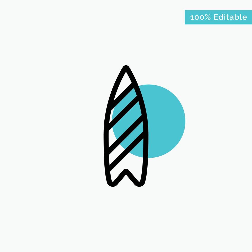 Recreation Sports Surfboard Surfing turquoise highlight circle point Vector icon