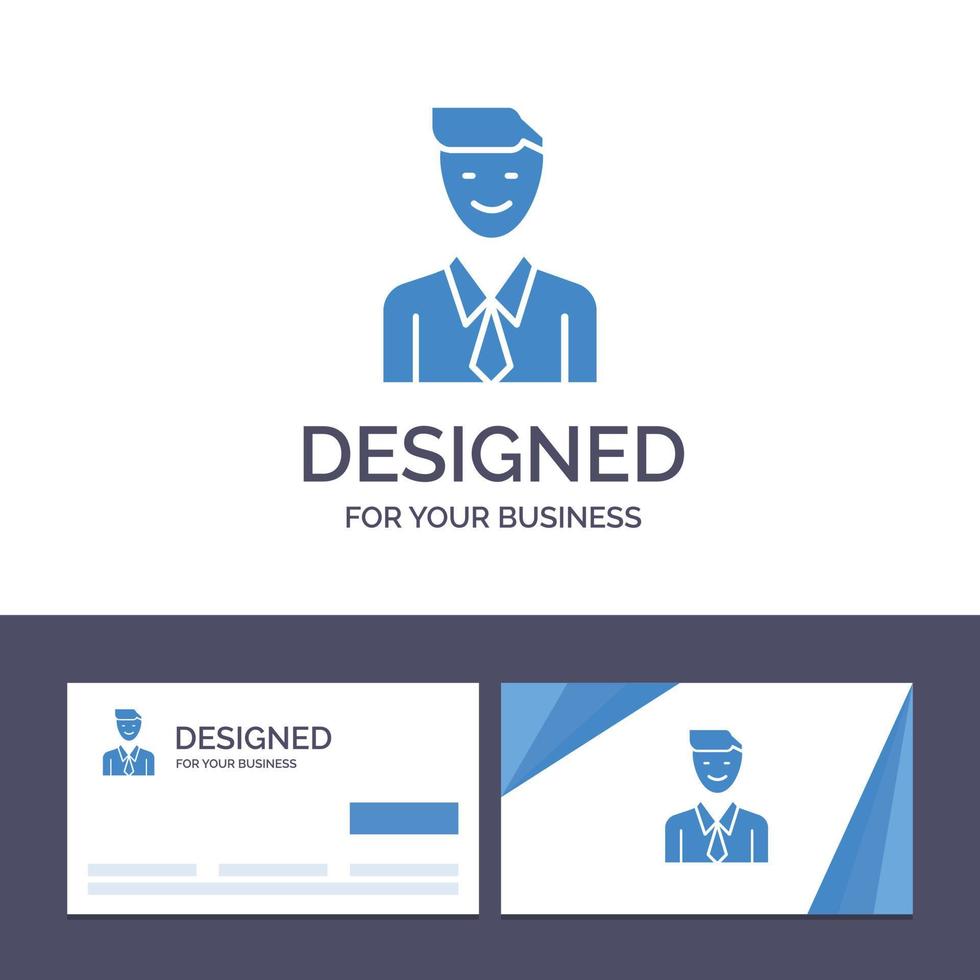 Creative Business Card and Logo template Business Executive Job Man Selection Vector Illustration