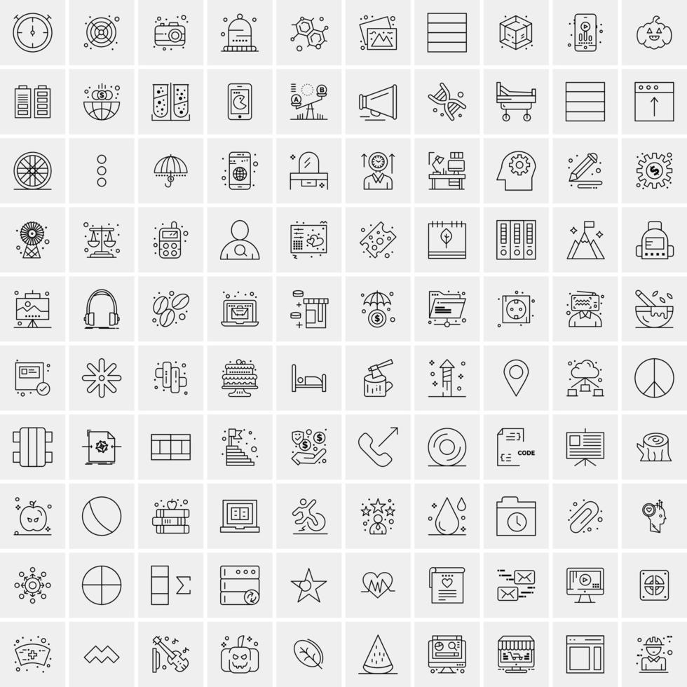 Pack of 100 Universal Line Icons for Mobile and Web vector