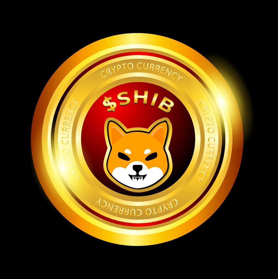 Shiba Inu SHIB Gold Coin Crypto currency icon vector