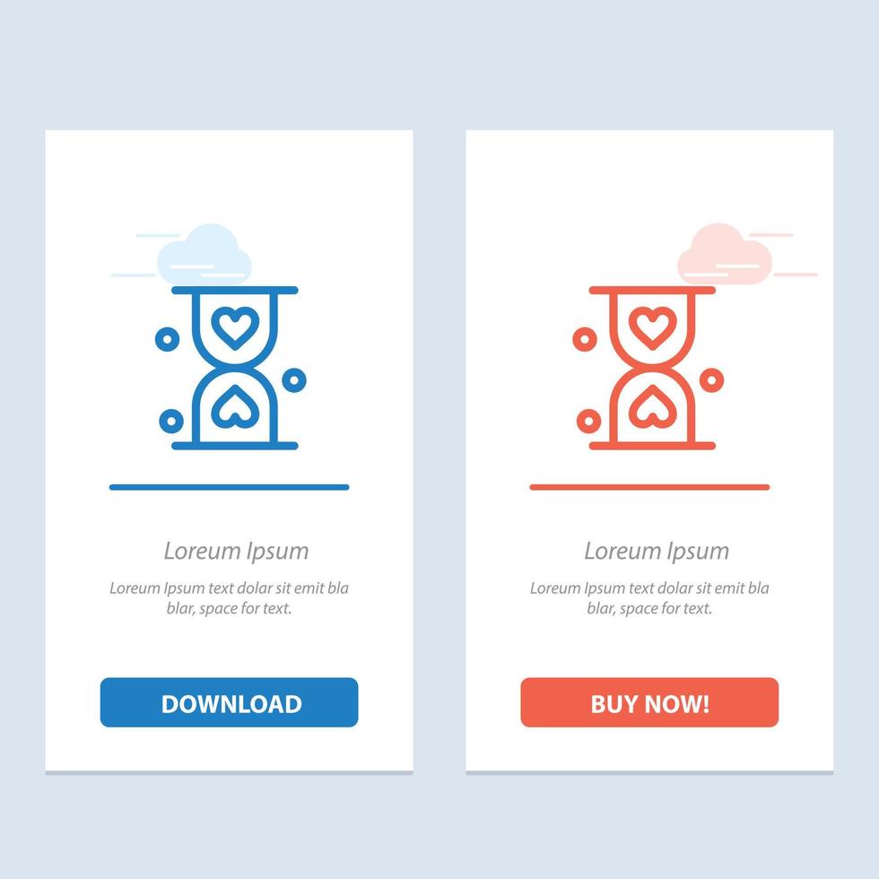 Heart Hourglass Glass Hour Waiting  Blue and Red Download and Buy Now web Widget Card Template vector
