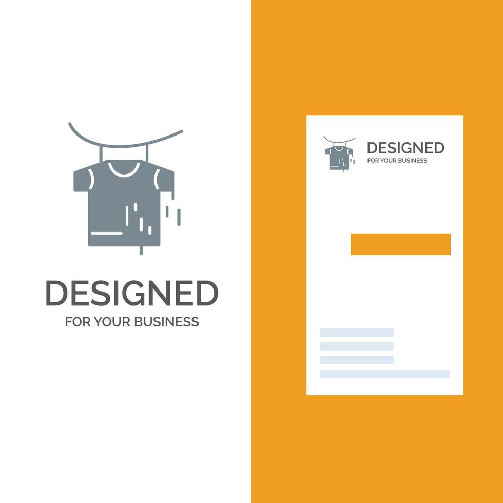 Clothes Drying Hanging Grey Logo Design and Business Card Template vector