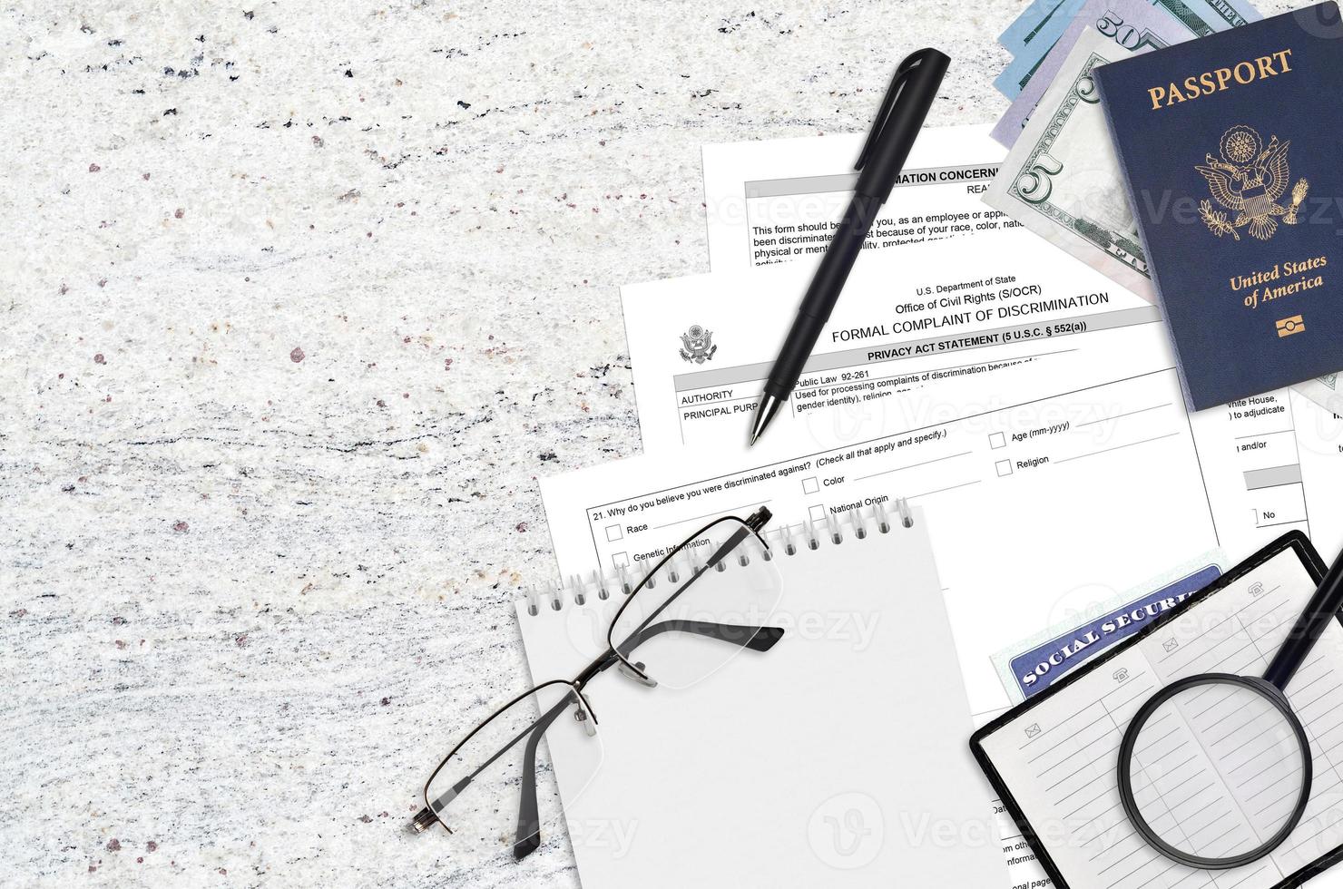 Department of State form DS3079 Formal complaint of discrimination lies on table and ready to fill. Paperwork concept photo