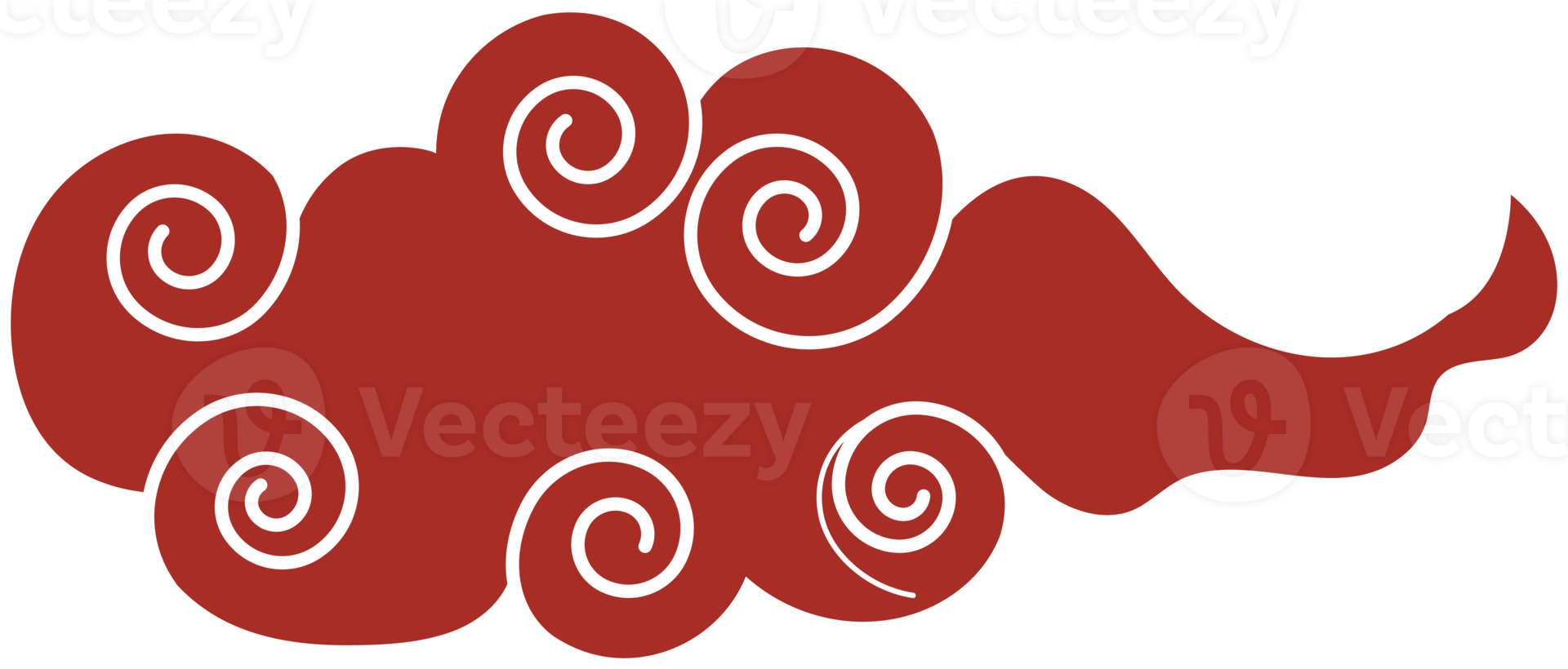 Chinese Cloud. Traditional Curved Red and White Design Element png