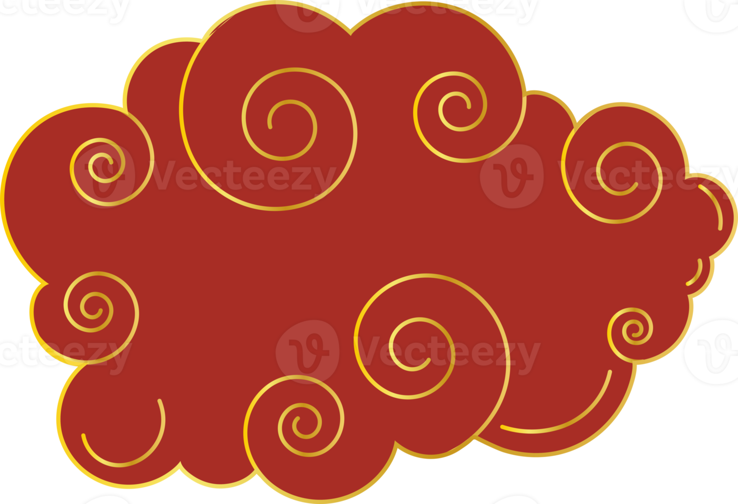 Chinese Cloud. Traditional Curved Red Golden Gradient Design Element png