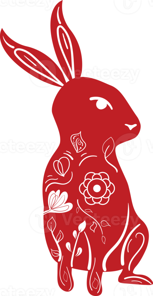Chinese New Year Zodiac Red Rabbit With White Floral Ornament 13250638 PNG chinese-new-year-zodiac-red-rabbit-with-white-floral-ornament-13250638-png