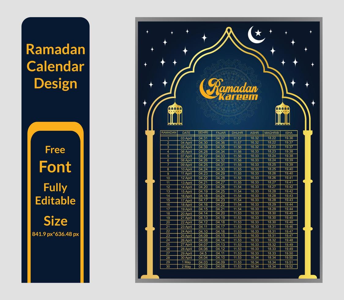 diseño del calendario de ramadán vector