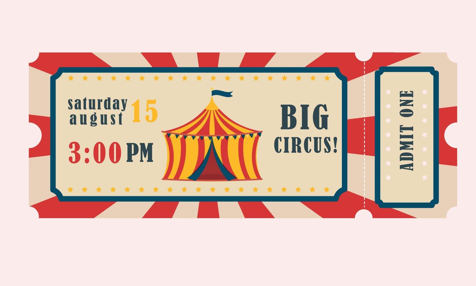 Ticket to the circus is white and red. Great Circus vector