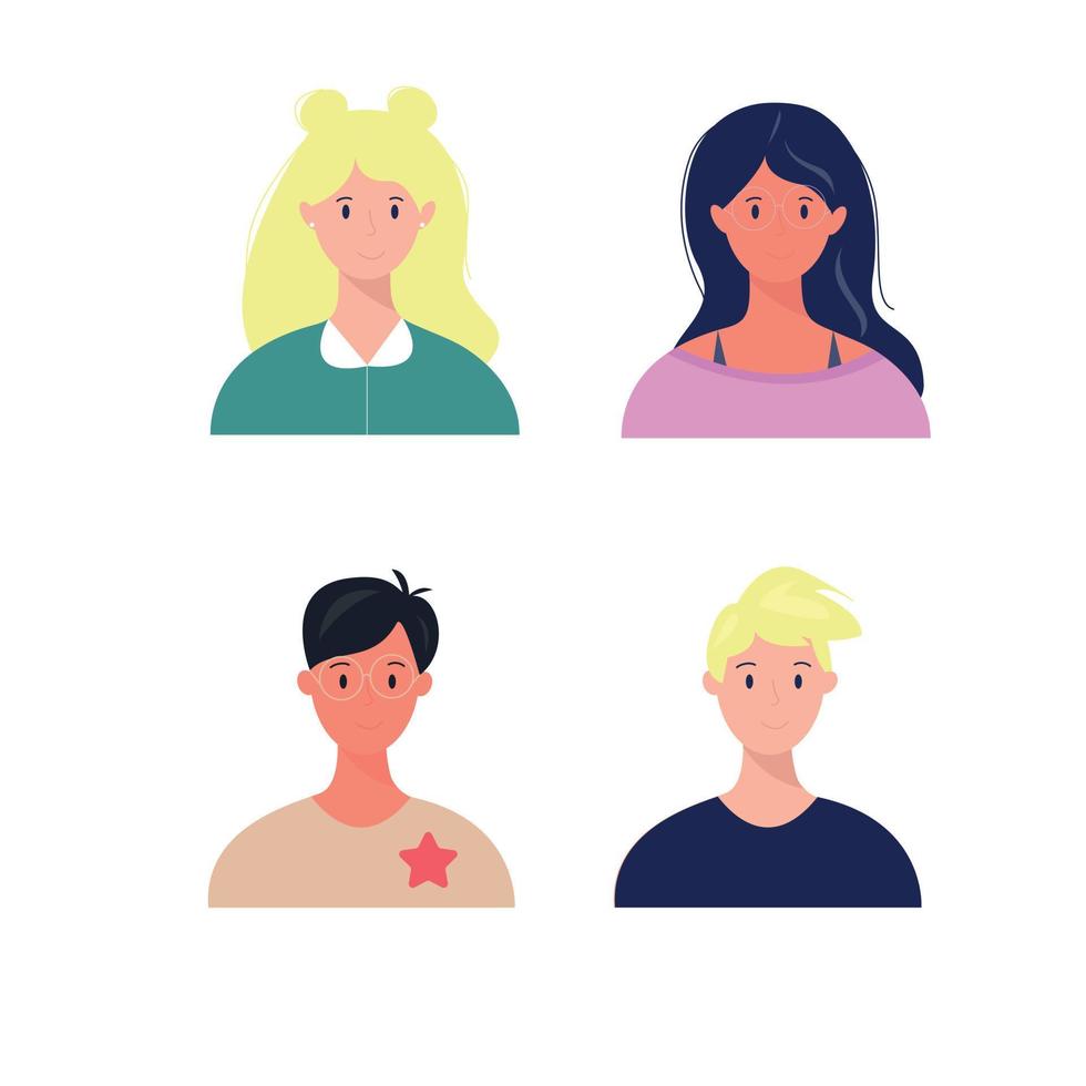 Different female and male avatars vector