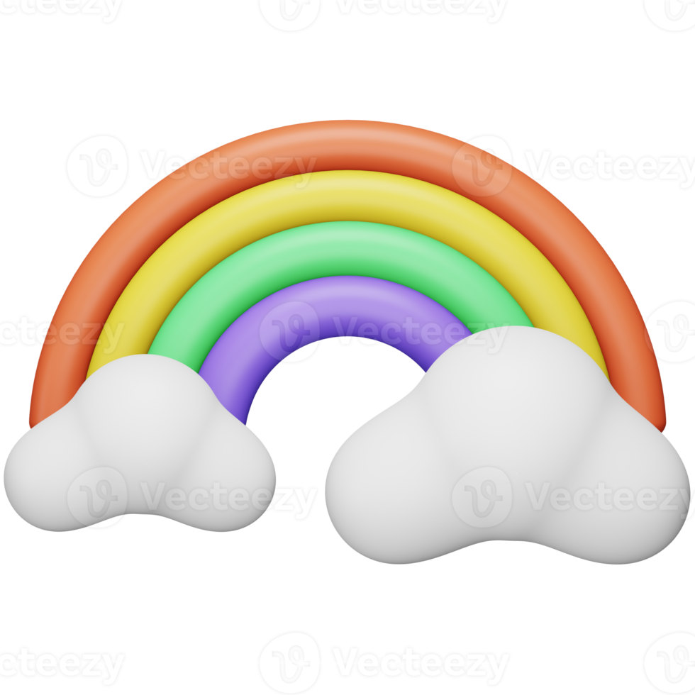 Rainbow 3d rendering isometric icon. png