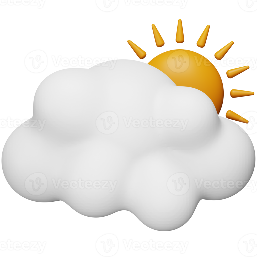 Partly sunlight 3d rendering isometric icon. png