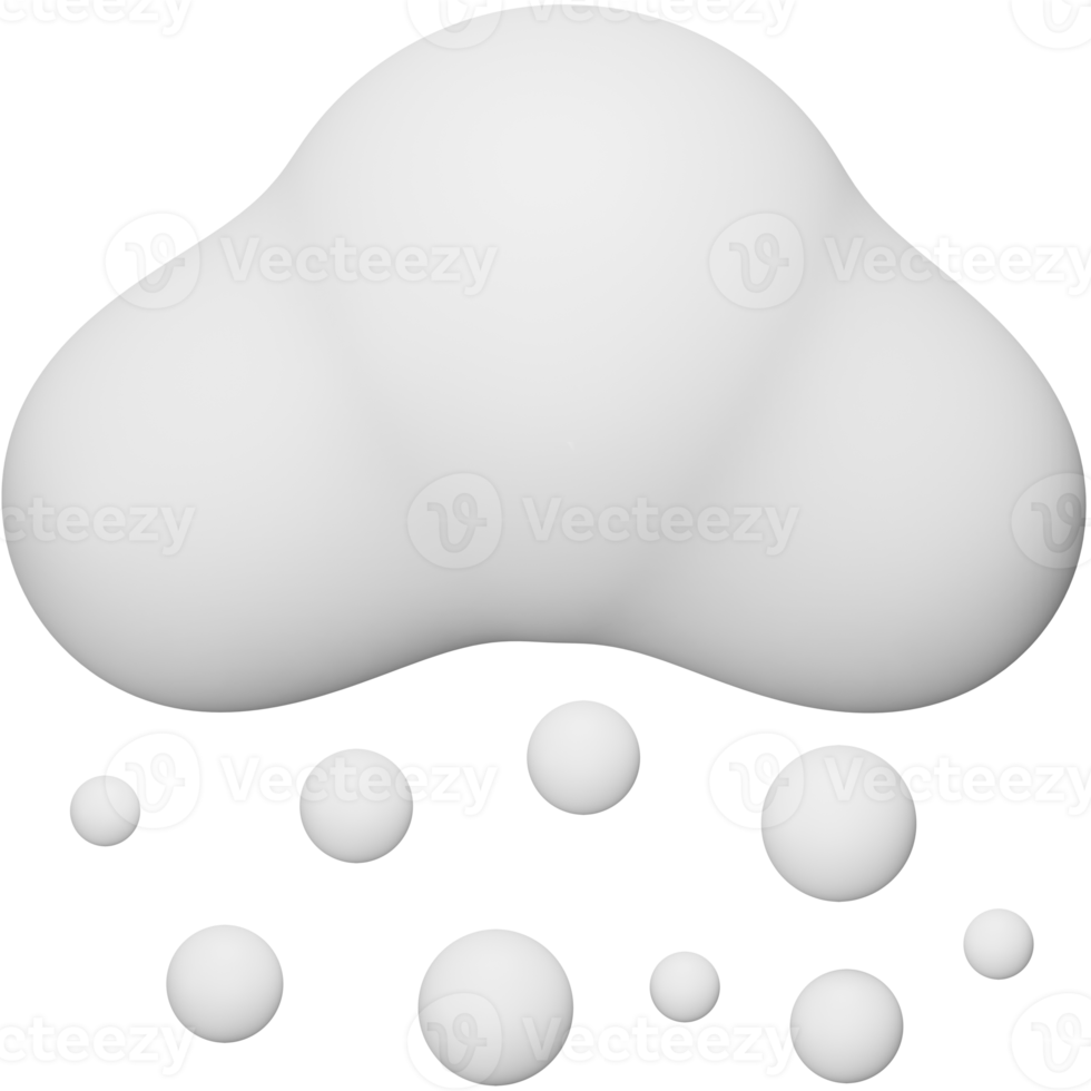 hagelwolke 3d-rendering isometrisches symbol. png