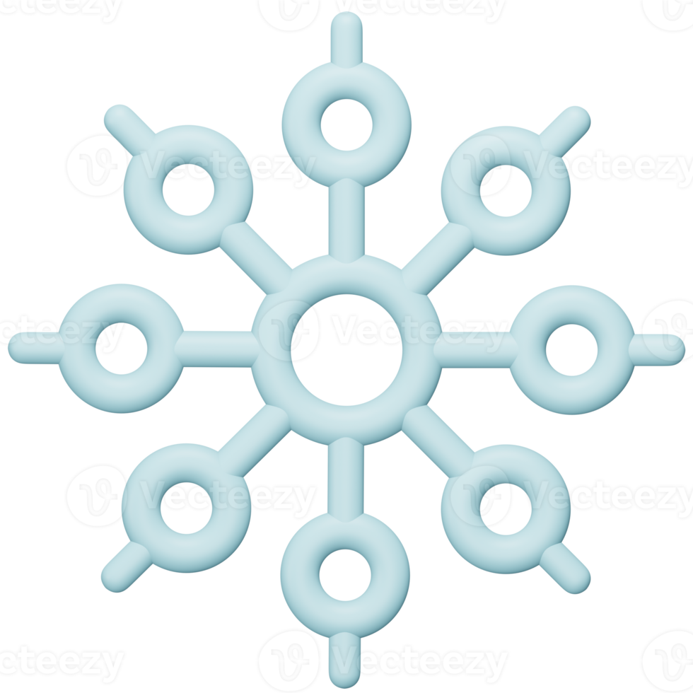 Snowflake 3d rendering isometric icon. png