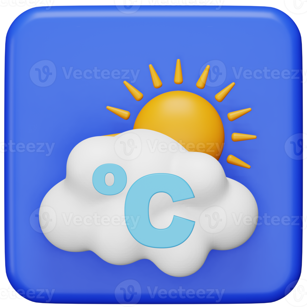 Wetter-App 3D-Rendering isometrisches Symbol. png