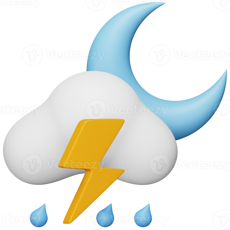 Stormy night 3d rendering isometric icon. png