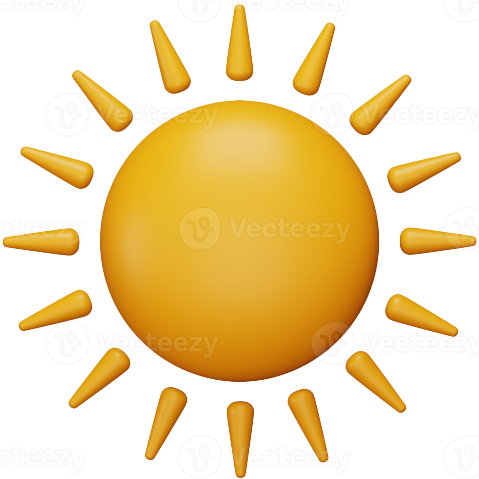 Sun 3d rendering isometric icon. png