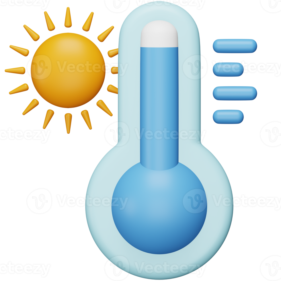 hohe Temperaturen 3D-Rendering isometrisches Symbol. png