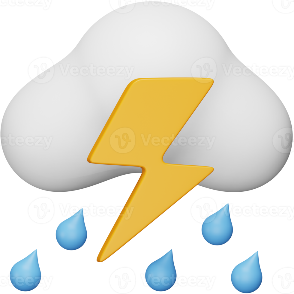 Thunderstorm 3d rendering isometric icon. png