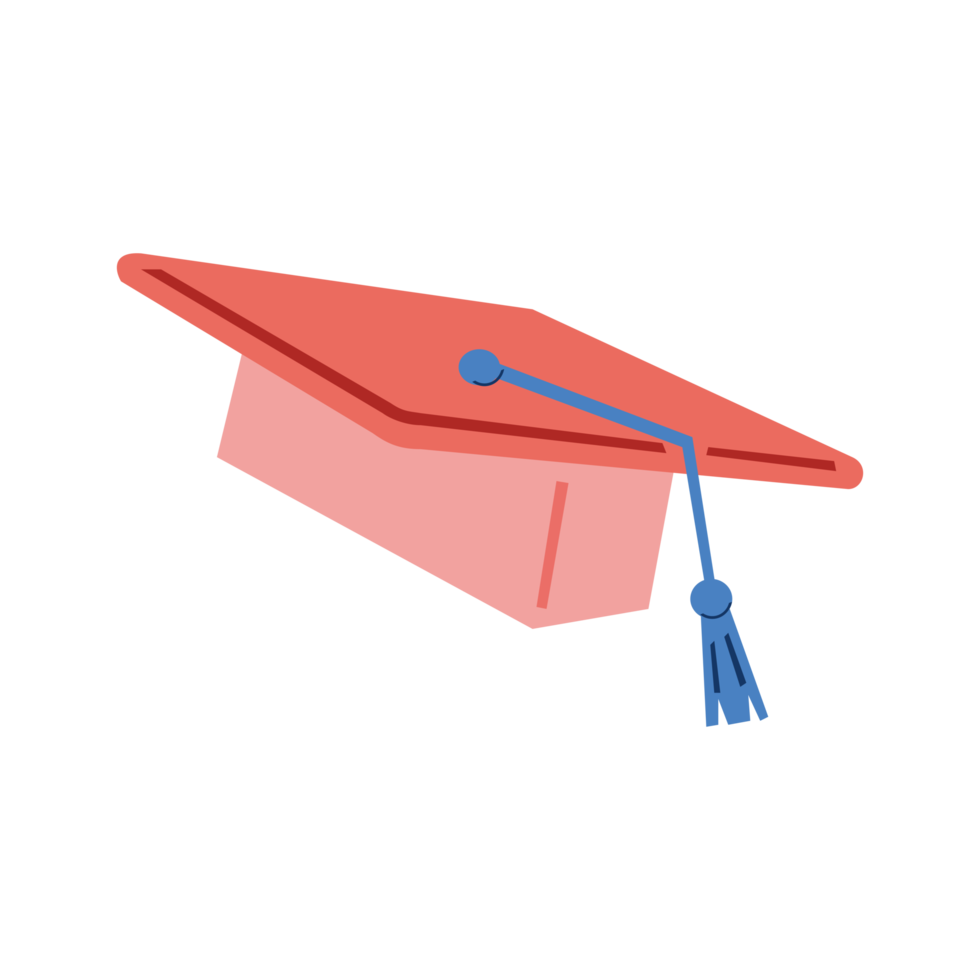 Illustration of graduation cap. Cartoon of graduation cap in transparent. Basic elements of education design. Simple, unique, elegant and cute. PNG symbol base of design elements