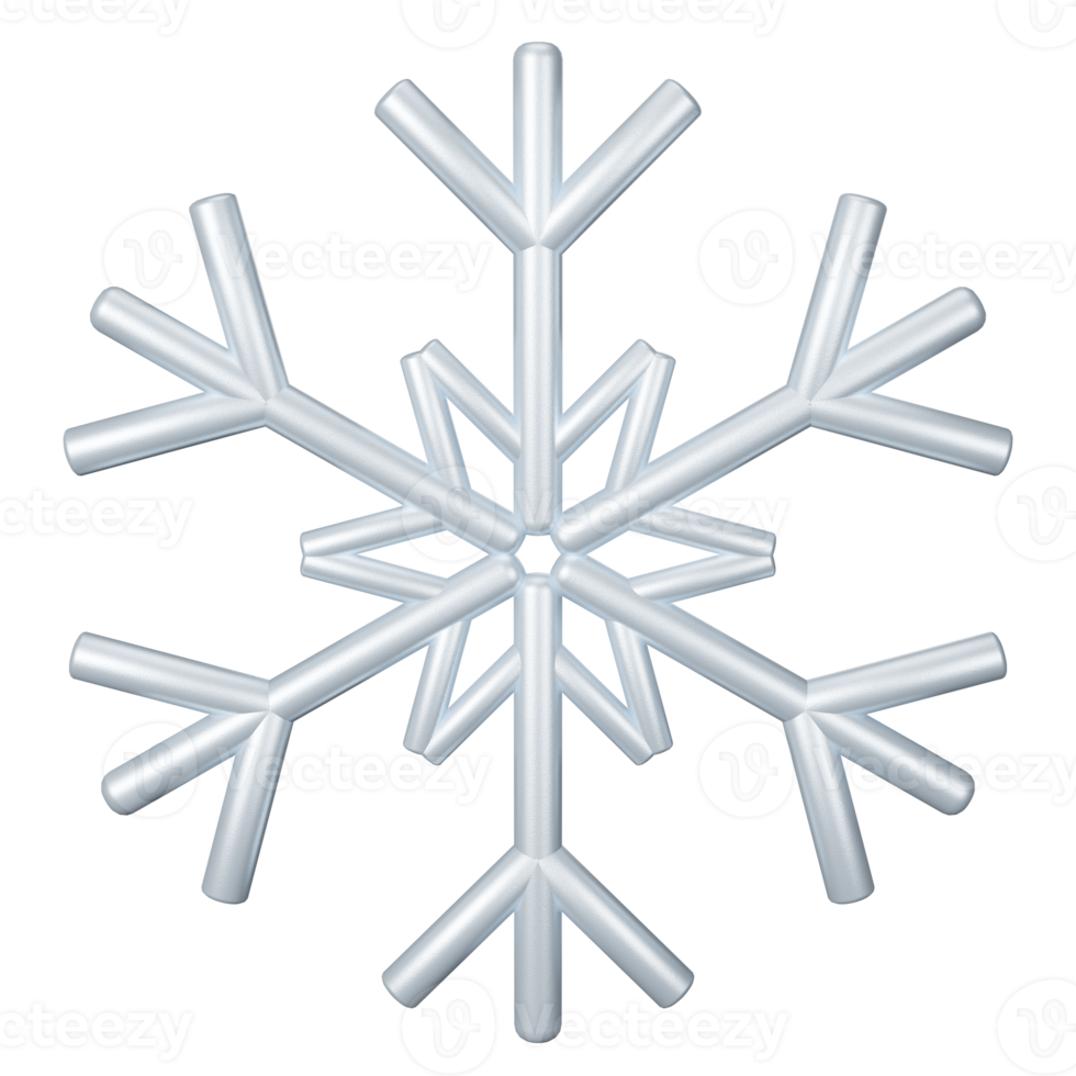 sneeuwvlok zilver schitteren Kerstmis 3d renderen gelukkig nieuw jaar decoratie element png