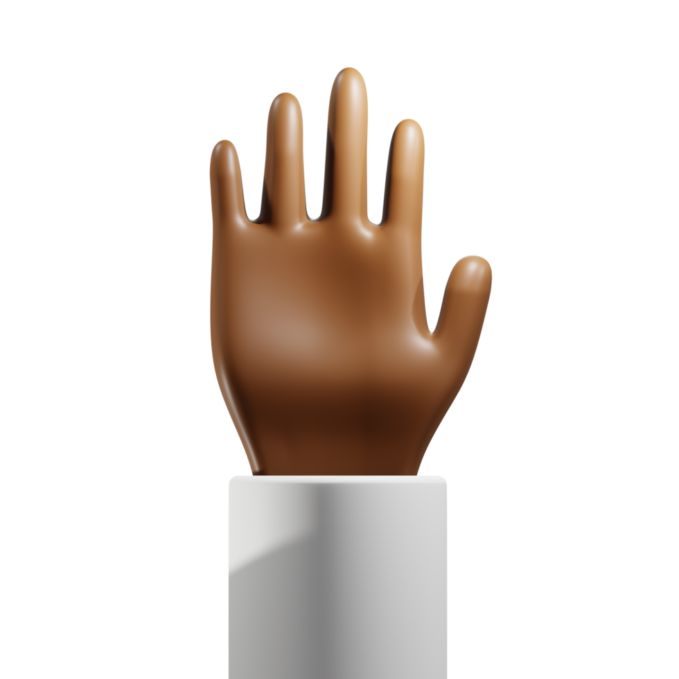 vista frontal de la mano africana neutral 3d png