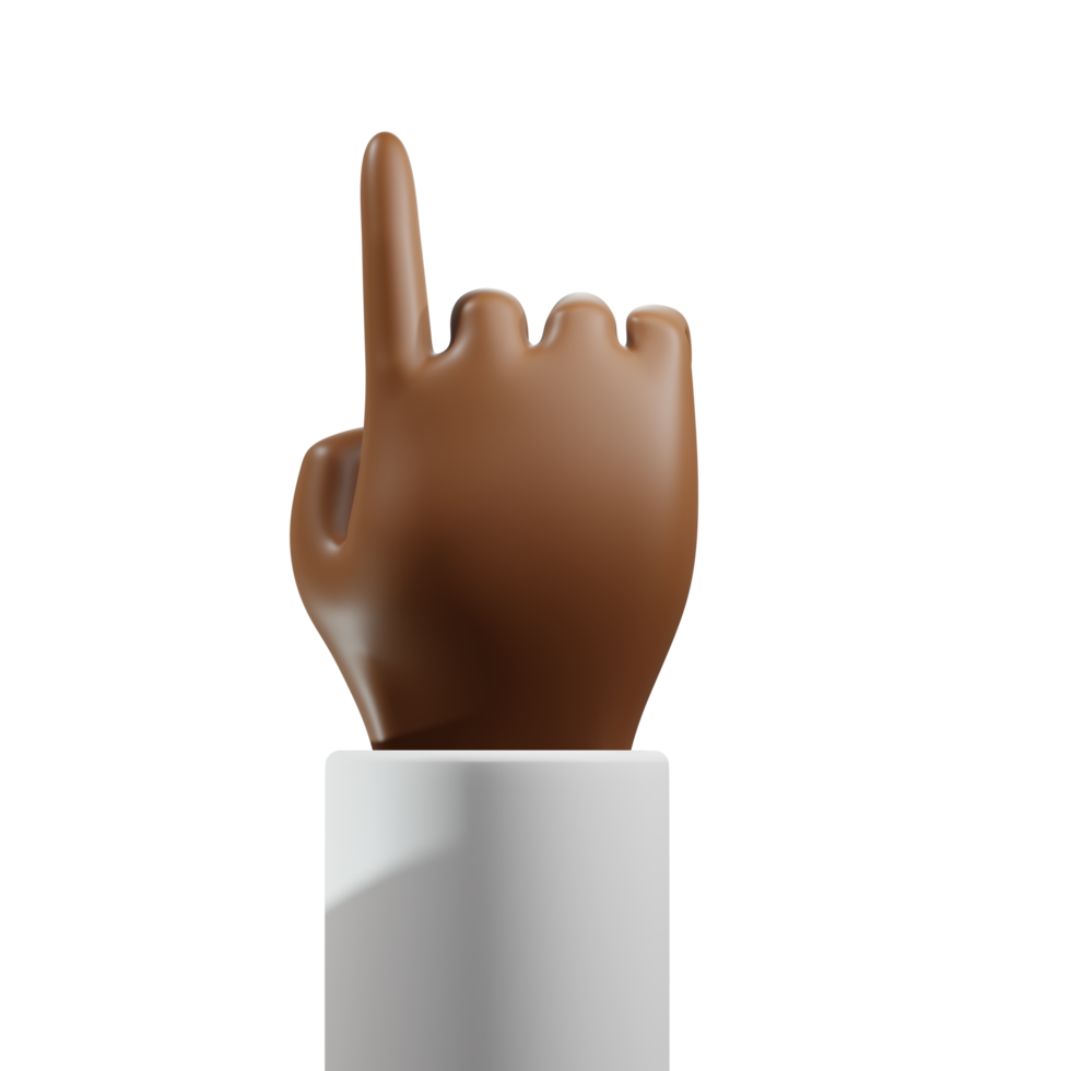 Index Finger Up with Thumb Down 3D African Hand Back View png