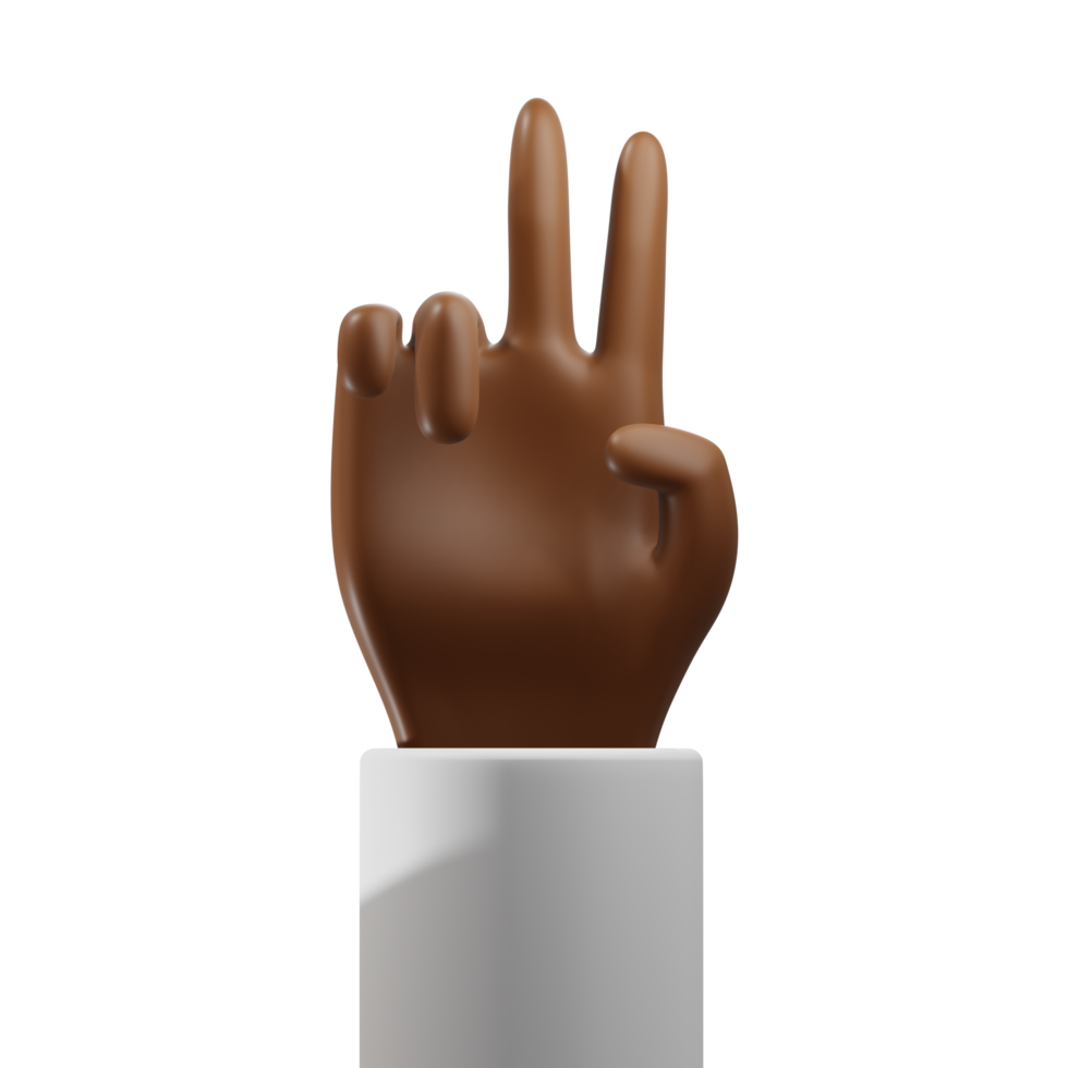 2 Fingers  Up with Thumb Down 3D African Hand Front View png