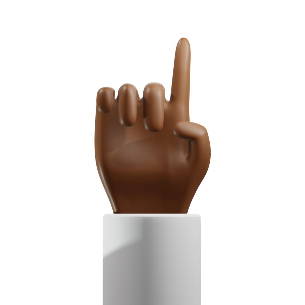 Index Finger Up with Thumb Down 3D African Hand Front View png