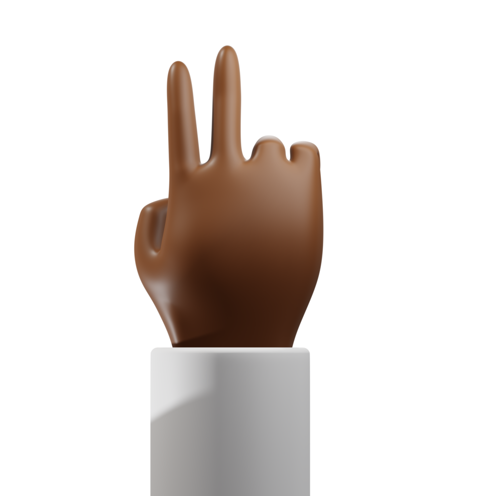 2 Fingers Up with Thumb Down 3D African Hand Back View png