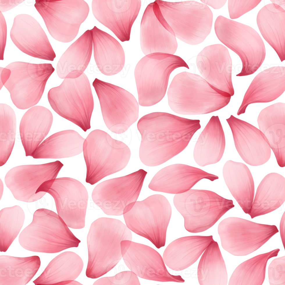 Watercolor pink rose petals seamless pattern background png