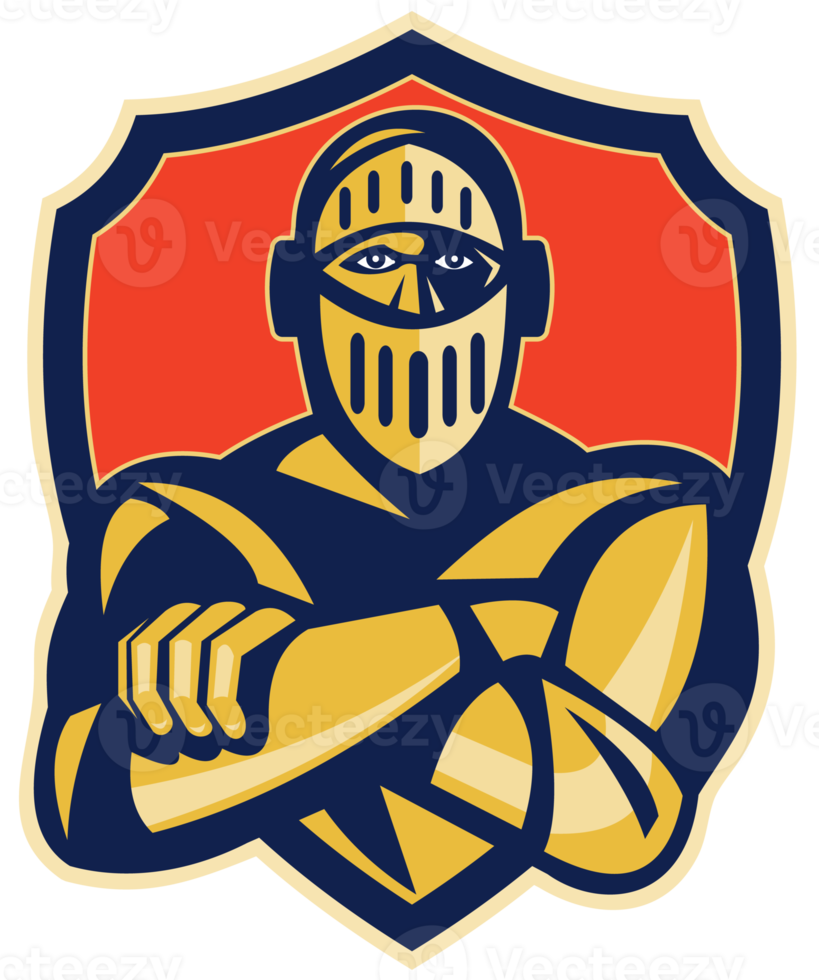 knight with arms crossed with shield png