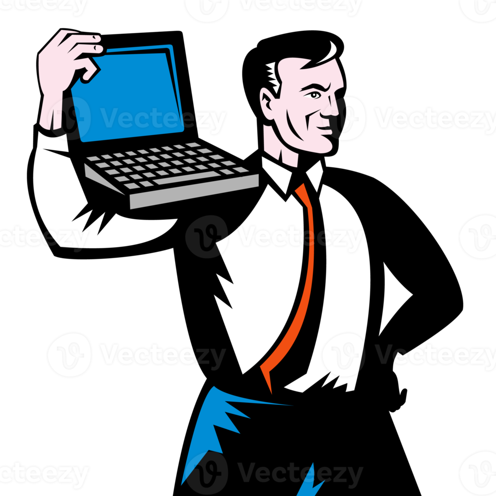 Man carrying computer notebook laptop png