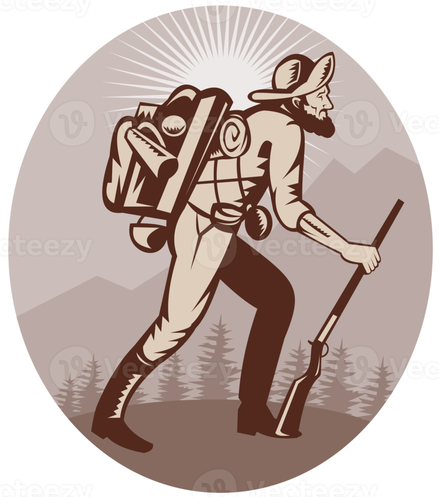 minatore cercatore cacciatore cacciatore di pelli escursioni a piedi png