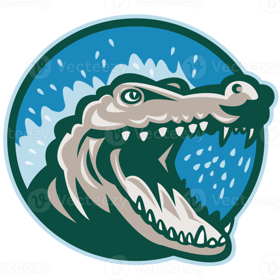 Angry crocodile or gator head snapping png