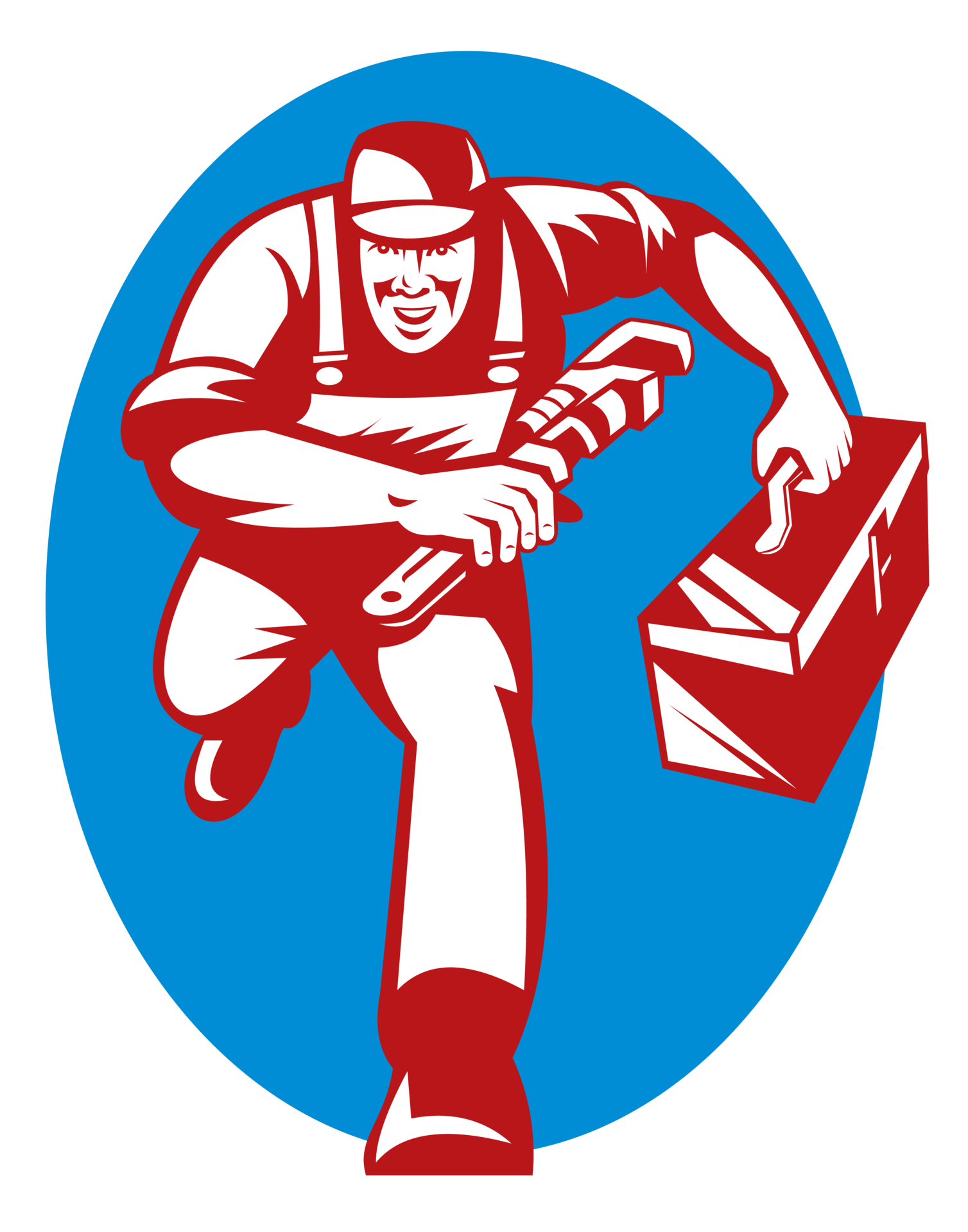 Plumber with monkey wrench toolbox running 13251888 PNG