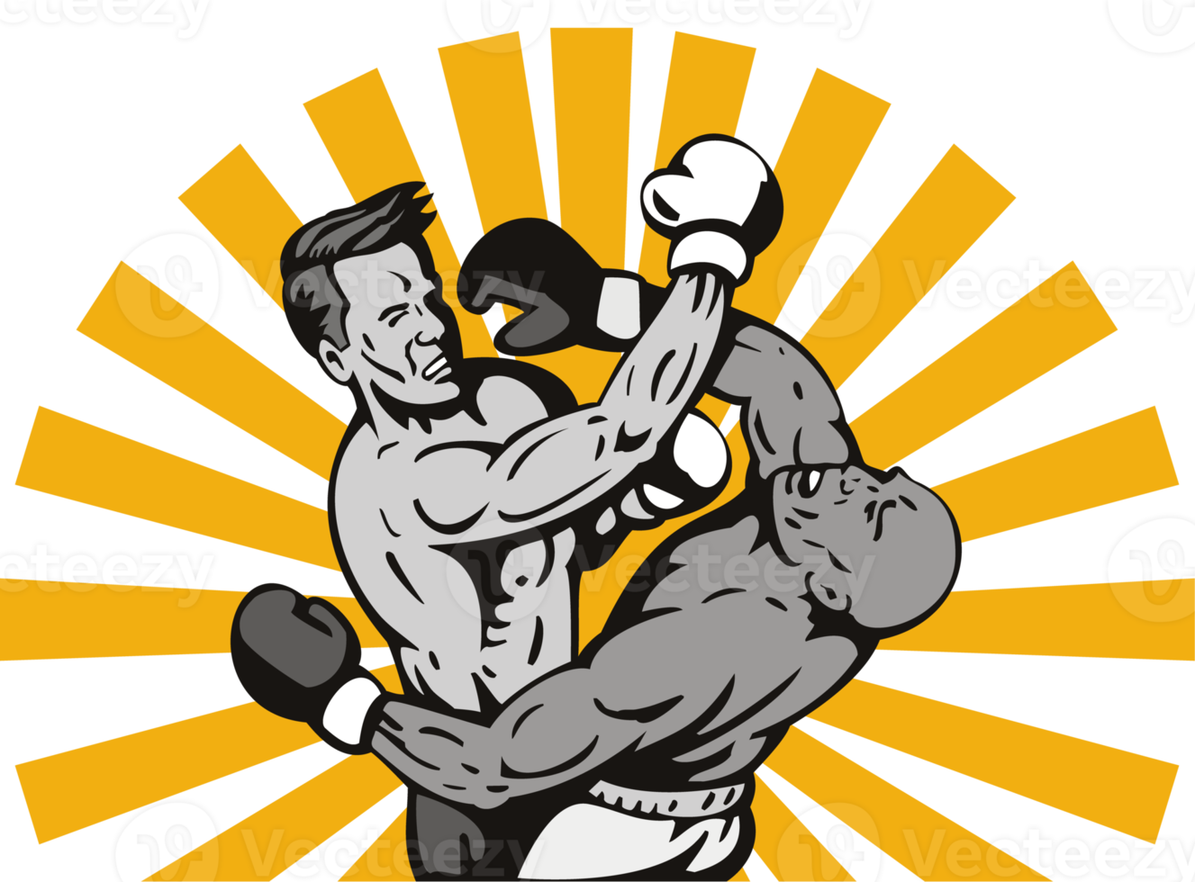 boxer connecting knockout punch png