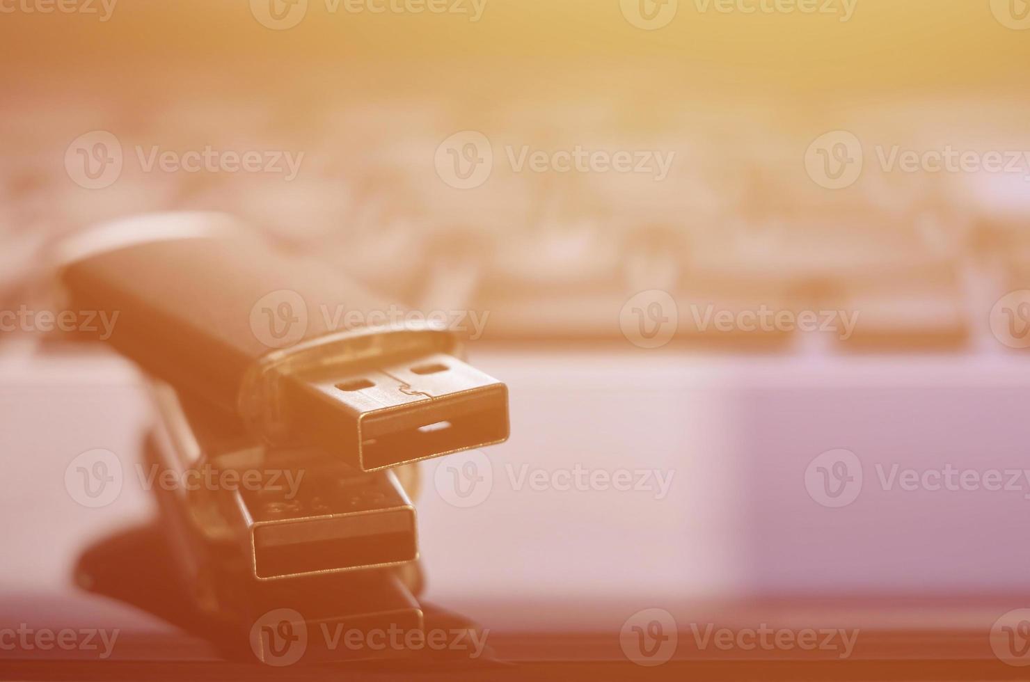 Memory cards on the laptop keyboard photo