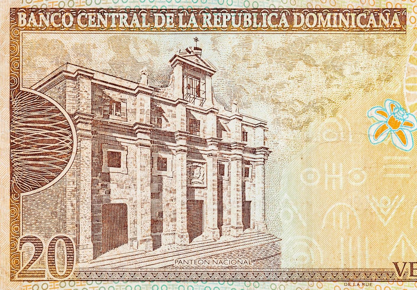 Panteon Nacional building depicted on old twenty peso note Dominican republic money photo
