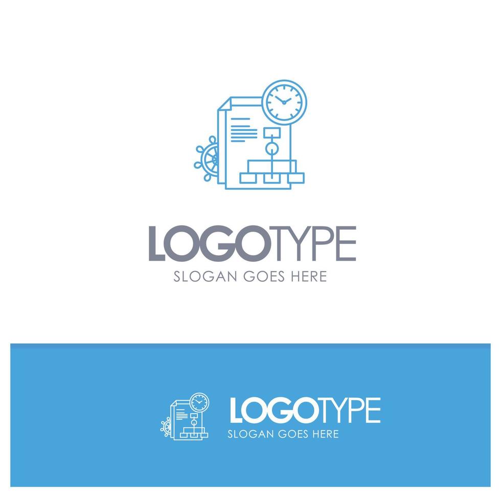 informe de archivo de tiempo logotipo de contorno azul empresarial con lugar para el eslogan vector