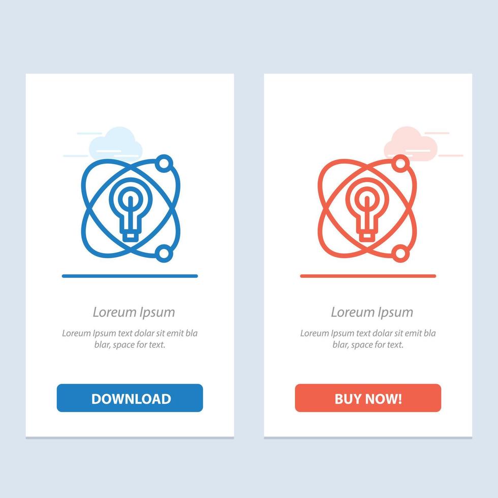 Atom Education Nuclear Bulb  Blue and Red Download and Buy Now web Widget Card Template vector