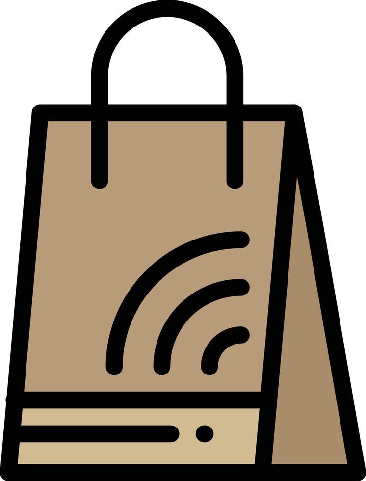 bolsa bolso wifi compras color plano icono vector icono banner plantilla