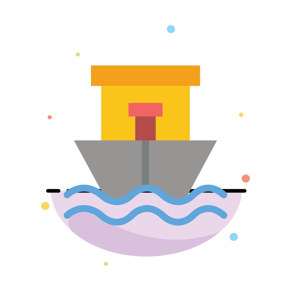 Ship Beach Boat Summer Abstract Flat Color Icon Template vector
