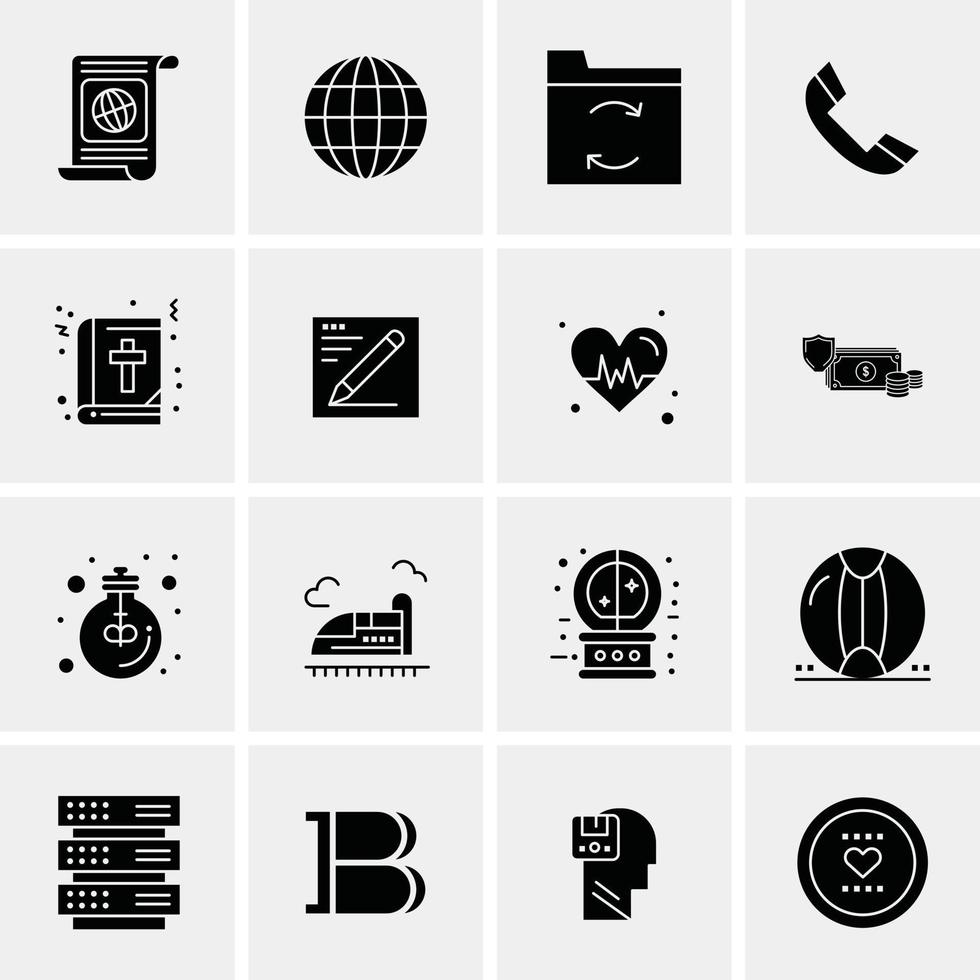 16 iconos de negocios universales vector ilustración de icono creativo para usar en proyectos relacionados con la web y dispositivos móviles