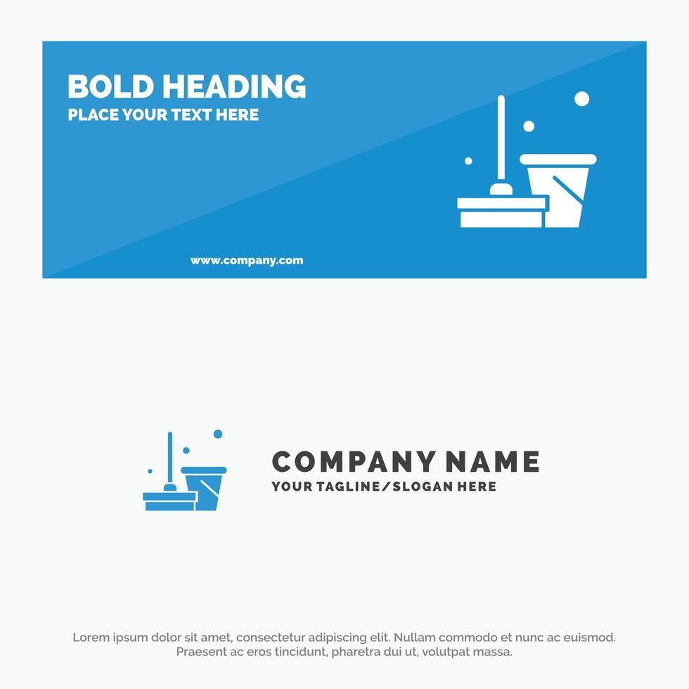 Broom Clean Cleaning Sweep SOlid Icon Website Banner and Business Logo Template vector