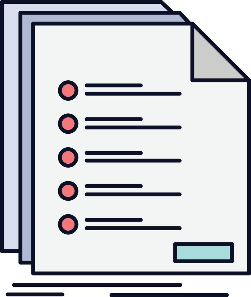 Check filing list listing registration Flat Color Icon Vector