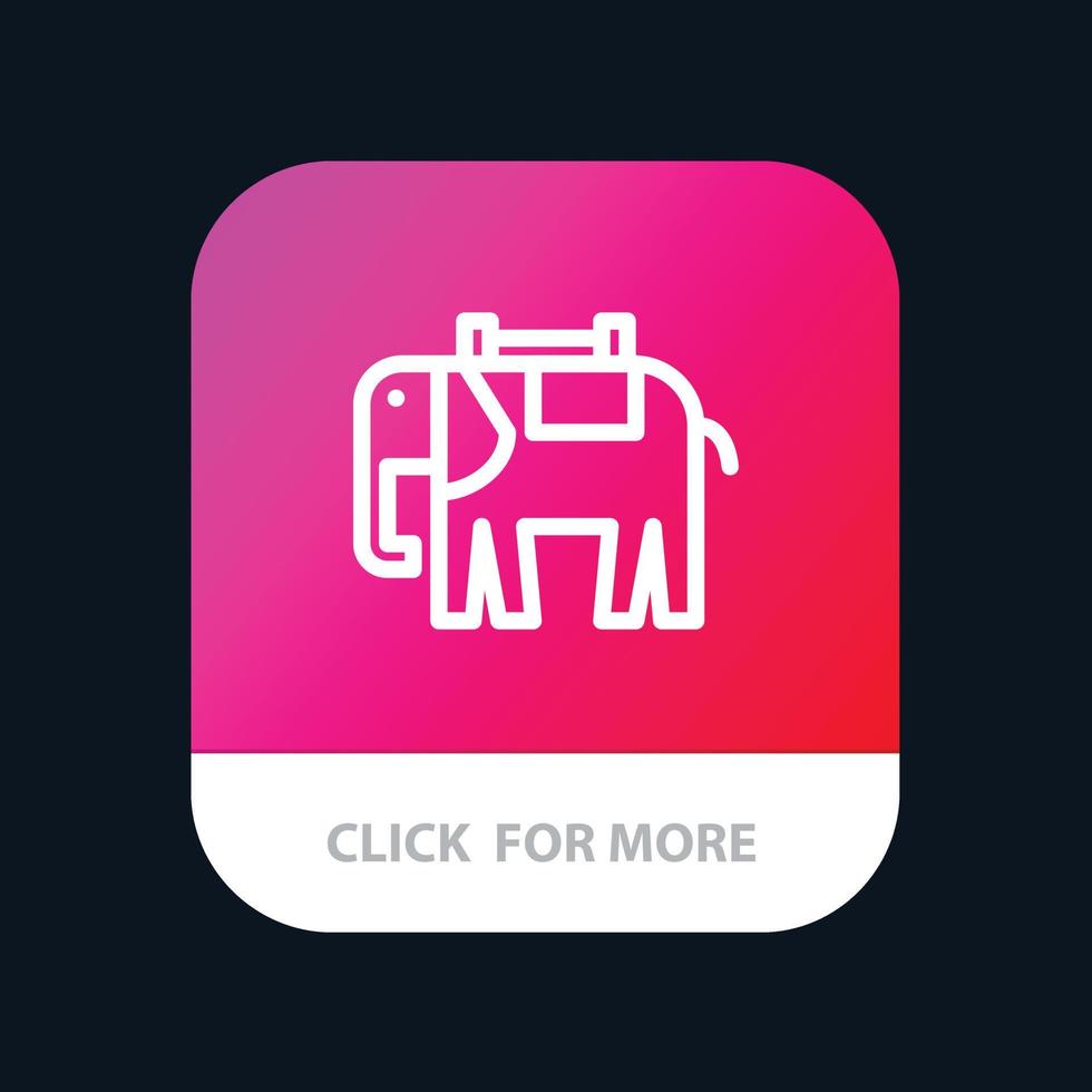 Africa Animal Elephant Indian Mobile App Button Android and IOS Line Version vector